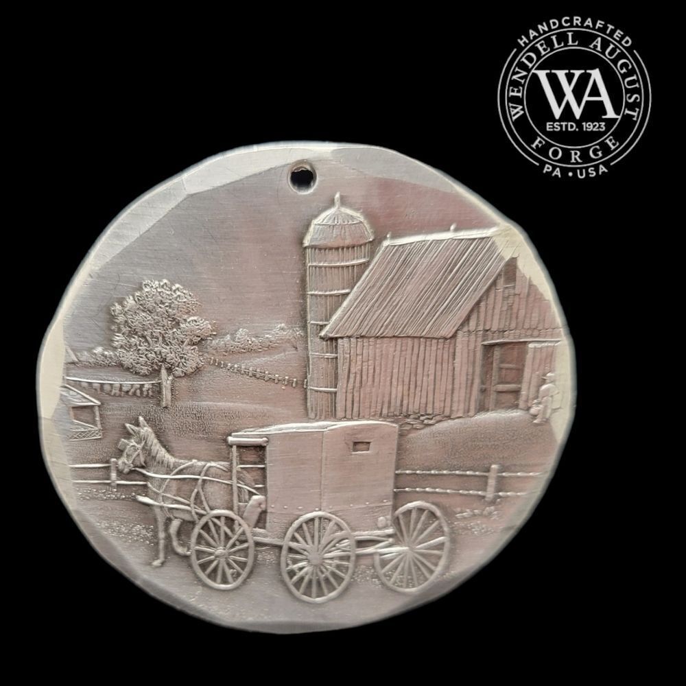 Wendell August Forge Handcrafted Ornament Pendant Amish Barn - Picture 2 of 5